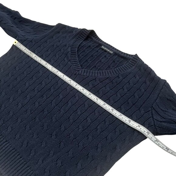 Brandy Melville Cable Knit Vneck Sweater Navy One Size Preppy Fisherman Academia - Picture 6 of 8